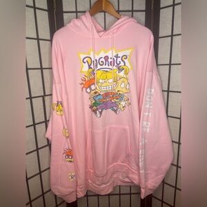 Mens Nickelodeon Rugrats Television Cartoon Hoodie Licensed Pink 3XL Plus Size